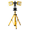 hispec adjustable tripod for site lights showing two yellow mounted lights on a yellow tripod with black fittings