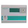 exitguard fire door security alarm shown from the front with keyhole and green stripes on white casing