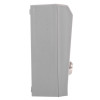 Side view of the exitguard fire door security alarm showing its slim rectangular grey casing