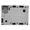 Back view of the exitgaurd fire door security alarm showing its plain white plastic casing with markings and openings