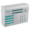 Angled view of exitguard fire door security alarm keypad override with 12v dc power supply showing buttons and indicators