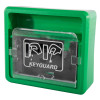 angled view of a green keygaurd key box with a transparent cover showing key symbols