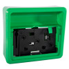 keygaurd key box shown from a back angled view with green outer casing and black inner panel visible