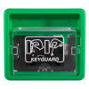 Front of a green keyguard key box with a transparent cover showing the keyguard logo and lock mechanism inside