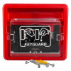 keyguard key box front view with transparent cover and fixings shown in red casing