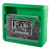 angled green keyguard key box with a clear plastic front cover showing key insertion instructions