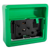 keygaurd key box shown from back angled view with green outer casing and black internal components visible