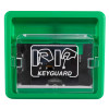 Front view of a green keyguard key box with a transparent cover showing part of the locking mechanism