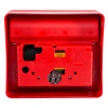 keygaurd key box showing the back with wiring and mounting points visible inside the red plastic casing