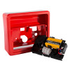 Front view of the keyguard key box with the mechanism and battery compartment visible