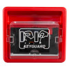 Front view of keyguard key box showing the red outer case and clear protective cover with the keyguard logo visible