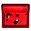 back view of the keygaurd key box showing internal locking components and red outer casing