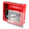 keygaurd key box showing the front with a transparent glass cover partially open revealing the inside