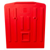 Red back view of double fire extinguisher stand with mounting holes and structural ridges visible