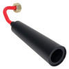 Angled view of a 2kg co2 frost free horn with a black cone and red curved connector ending in a hexagonal nut