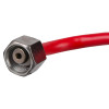 Close-up of a fitting part from a standard swivel horn 2kg co2 extinguisher cable in red being fixed