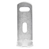 Front view of a 2kg co2 fire extinguisher lug bracket made of metal with two mounting holes