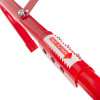 Red metal tube closeup on Hs2Stfel Firechief 2 Storey Fire Escape Ladder with face outside label and bolts visible
