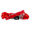 Hs2Stfel Firechief 2 Storey Fire Escape Ladder folded with red straps and metal rungs visible on white background