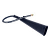 Angled view of h5kg co2 hose and horn showing flexible black hose attached to a wide horn mouthpiece
