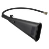 angled view of a hose horn 5kg co2 extinguisher accessory featuring a long flexible hose and black plastic horn end