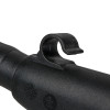 Close-up of a black clip on the hose horn 5kg co2 extinguisher showing its curved hook design