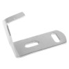 Metal lug bracket shown horizontally for 5kg co2 extinguisher with two mounting holes and a bent edge