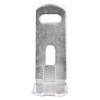 Front view of a 5kg fir extinguisher lug bracket made of metal with holes for fixing