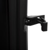 Close-up view of the clasp on a single extinguisher cabinet showing the locking mechanism and hinge detail