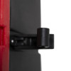 Close up of the securing clasp on a double extinguisher cabinet showing details of the lock mechanism