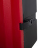 Close up of the closing clasp on the double extinguisher showing the latch detail