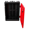 Open Hs72K Double Extinguisher Cabinet Keybox showing black interior and red door with transparent windows