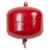 Front view of a red 10kg automatic powder fire extinguisher showing its round body and nozzle at the base
