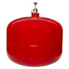 Side view of a 10kg large automatic powder extinguisher in red with a metal valve on top
