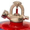 Close-up of the thermometer on the 10kg large automatic powder extinguisher showing the red fluid inside