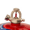 Close up of the bulb and top valve mechanism on the 6kg automatic powder fire extinguisher