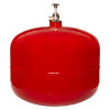 6kg automatic powder fire extinguisher showing side bottom with metal valve and bright red rounded tank