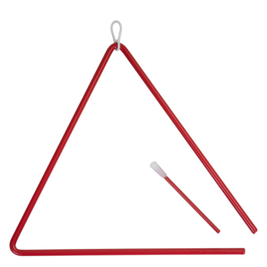 Red alarm triangle with striker shown from the front on a plain white background