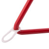 Closeup of the red metal frame and white plastic loop on an alarm triangle