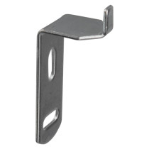 Metal fire point co2 fire extinguisher inverted lug bracket shown from an angled view with two mounting holes visible