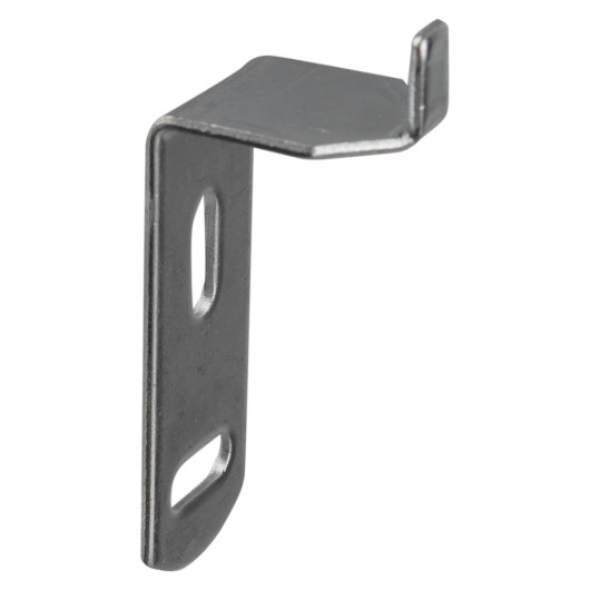 Metal fire point co2 fire extinguisher inverted lug bracket shown from an angled view with two mounting holes visible