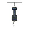hand held digital scale 25kg shown from the front with a metal handle, digital screen, and metal hook for hanging items