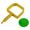 yellow chubb type pin with green ok indicator component on a white background