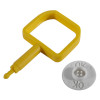 chubb type pin ok indicator white with a yellow square handle and a round white component marked OK on a white background