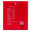 Back view of the ultrafire fire blanket showing instructions and product details on the red casing