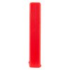 Side view of the ultrafire fire blanket in its bright red case standing upright on a white background