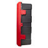 Side view of the firechief cabinet 6 kg ltr extinguisher in black and red plastic casing