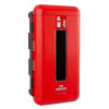 Red Firechief cabinet 6ltr extinguisher shown from an angled view with a small window on the front panel