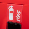 Identification panel showing fire extinguisher symbol and flames on a firechief cabinet 9 kg ltr extinguisher