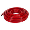 Side view of a coiled 19mm 30m fire hose in bright red color